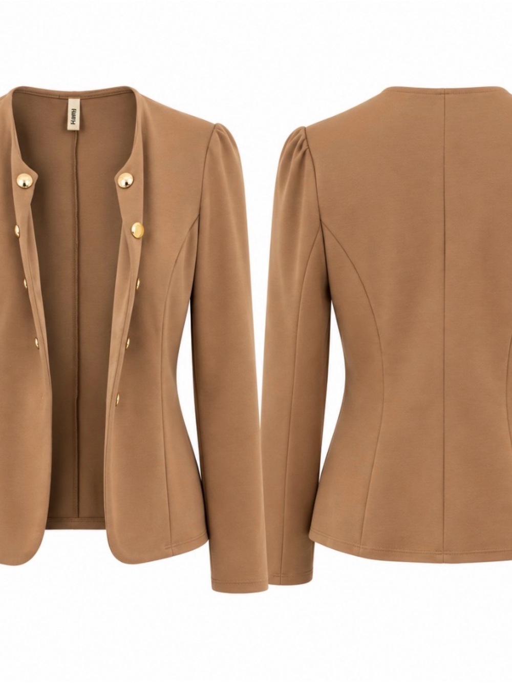 Women’s Camel Button-Front Jacket